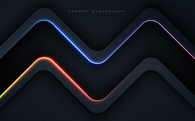 Black zig zag dimension modern background with colorful light effect