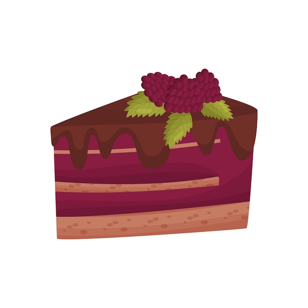 Vector blackberry-cake met chocolade op witte achtergrond