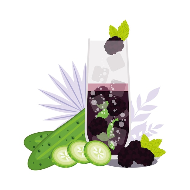 Vector blackberry mint cucumber gin spritzer