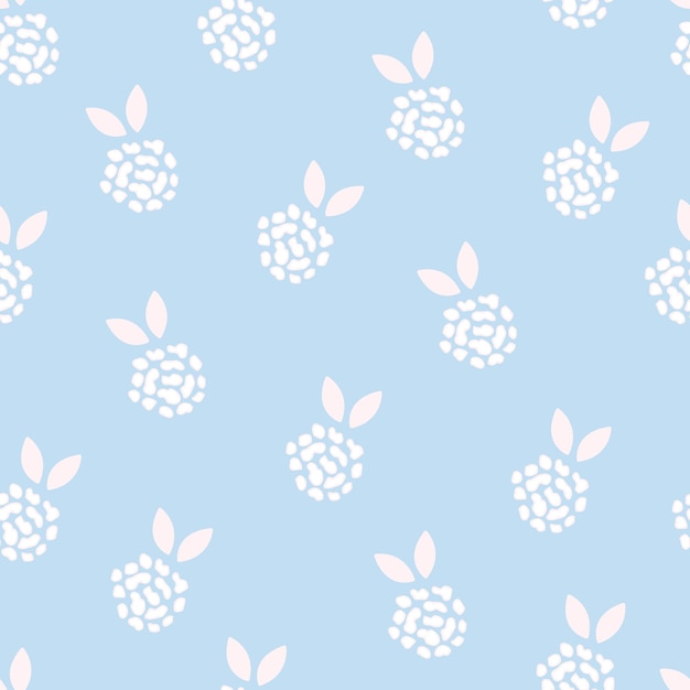 Vector blackberry seamless pattern stylized white berry on a blue background lovely modern print vector editable illustration hand drawn