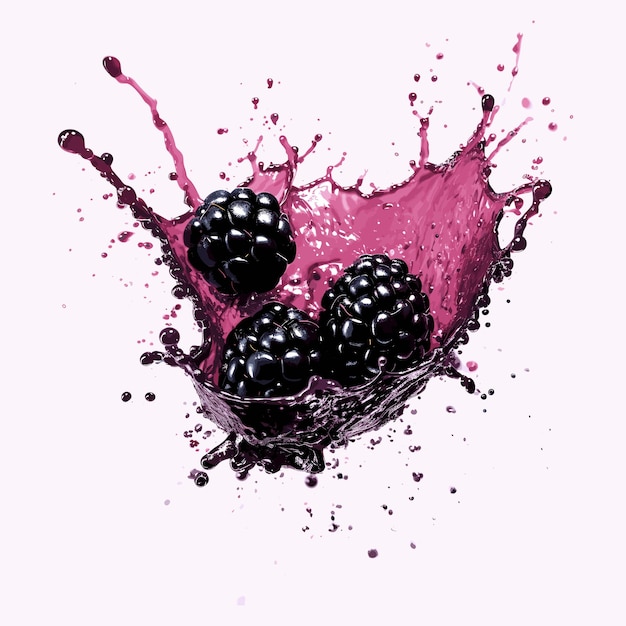 Vector blackberry water splash vector art illustration