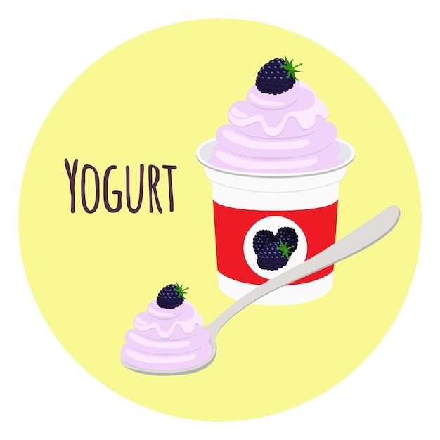 Yogurt di mora in tazza di plastica