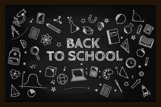 Blackboard back to school background with chalk