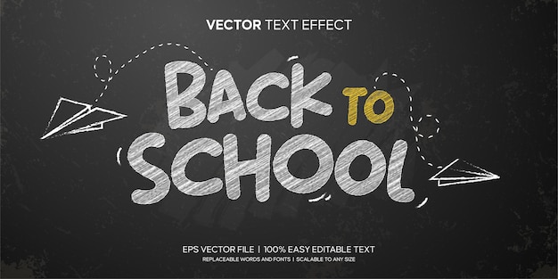 Vector blackboard back to school chalk editable text effect