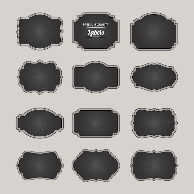 Vector blackboard blank badges elements collection