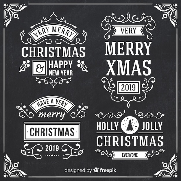 blackboard christmas label collection