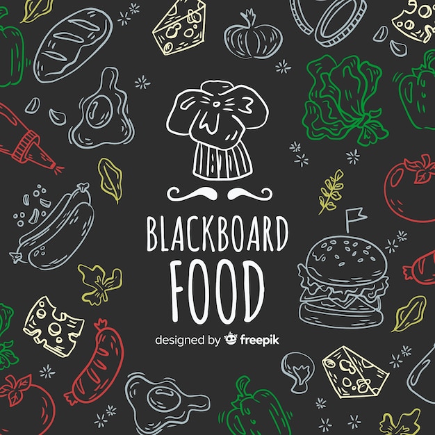 Vector blackboard food background