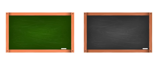 黒板木製フレームとチョークでリアルな緑と黒の黒板