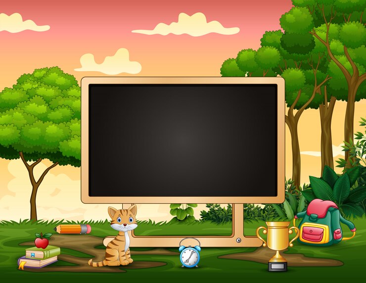 वेक्टर blackboard with learning equipment in the middle of nature