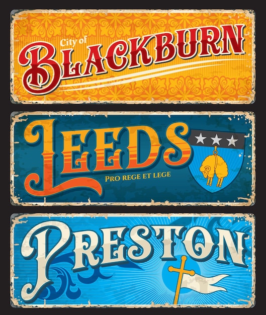 Blackburn Leeds Preston England 여행 스티커