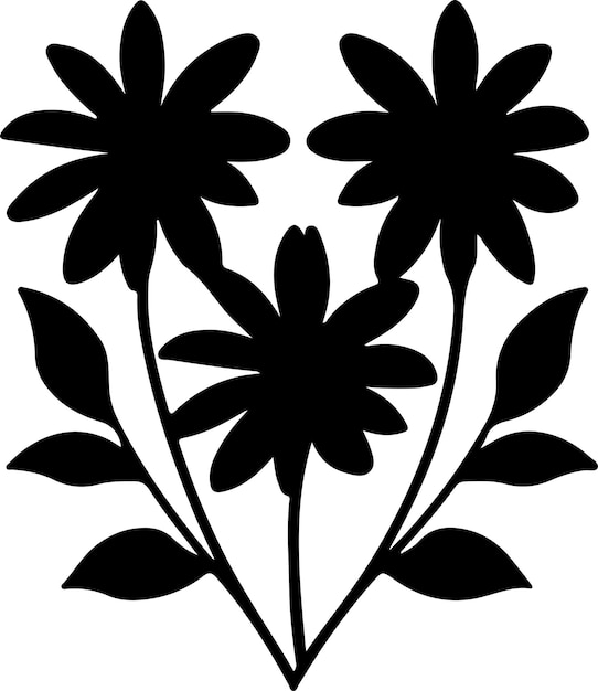 Vector blackeyed susan black silhouette with transparent background