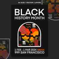 Vector blackhistorymonthblackandwhiteillustratedflyer