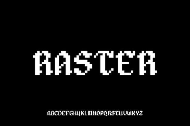 Blackletter Pixels Creatief Vector Gothic Script Alfabet Font Ontwerp