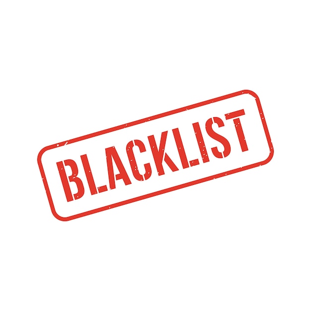 Blacklist stamp bracklist grunge square sign (segno della lista nera)