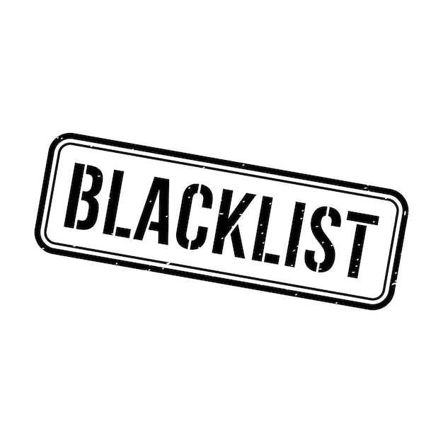 Штамп черного спискаЧерный список гранж-квадратный знак