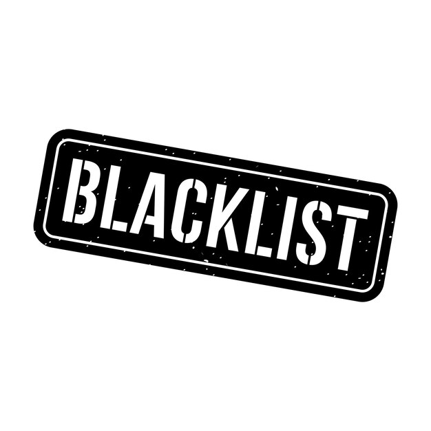 Вектор Черный список марки черный список гранж площадь знак