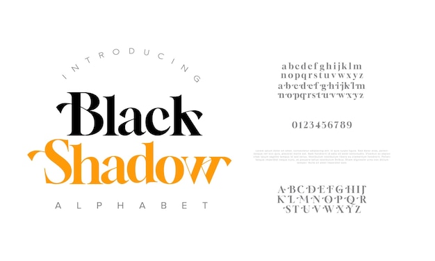 Blackshadow 프리미엄 럭셔리 우아한 알파벳 문자 및 숫자 우아한 웨딩 타이포그래피 클래식