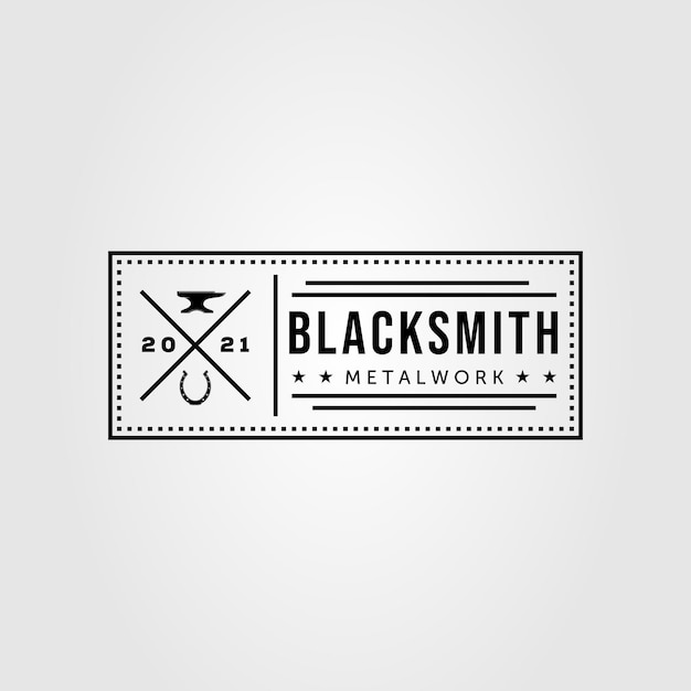 Blacksmith, anvil and horseshoe badge logo vector illustration design