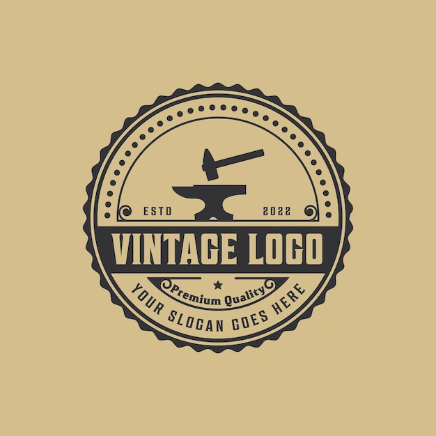 Blacksmith anvil. retro vintage logo design.