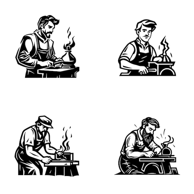 Vector blacksmith logo illustration