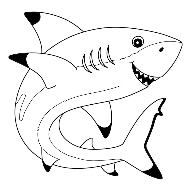 Vector blacktip shark isolated coloring page for kids