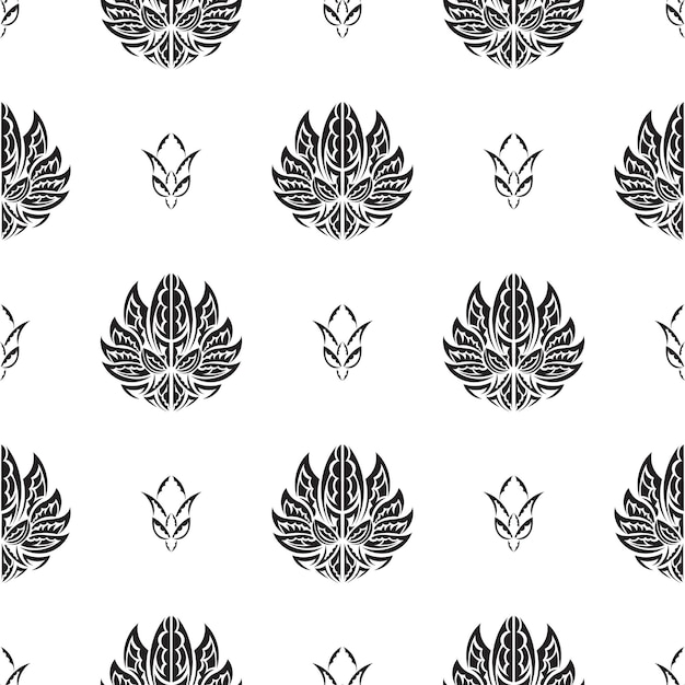 배경 및 인쇄 벡터 일러스트 레이 션에 대 한 좋은 간단한 스타일의 연꽃과 흑백 원활한 패턴
