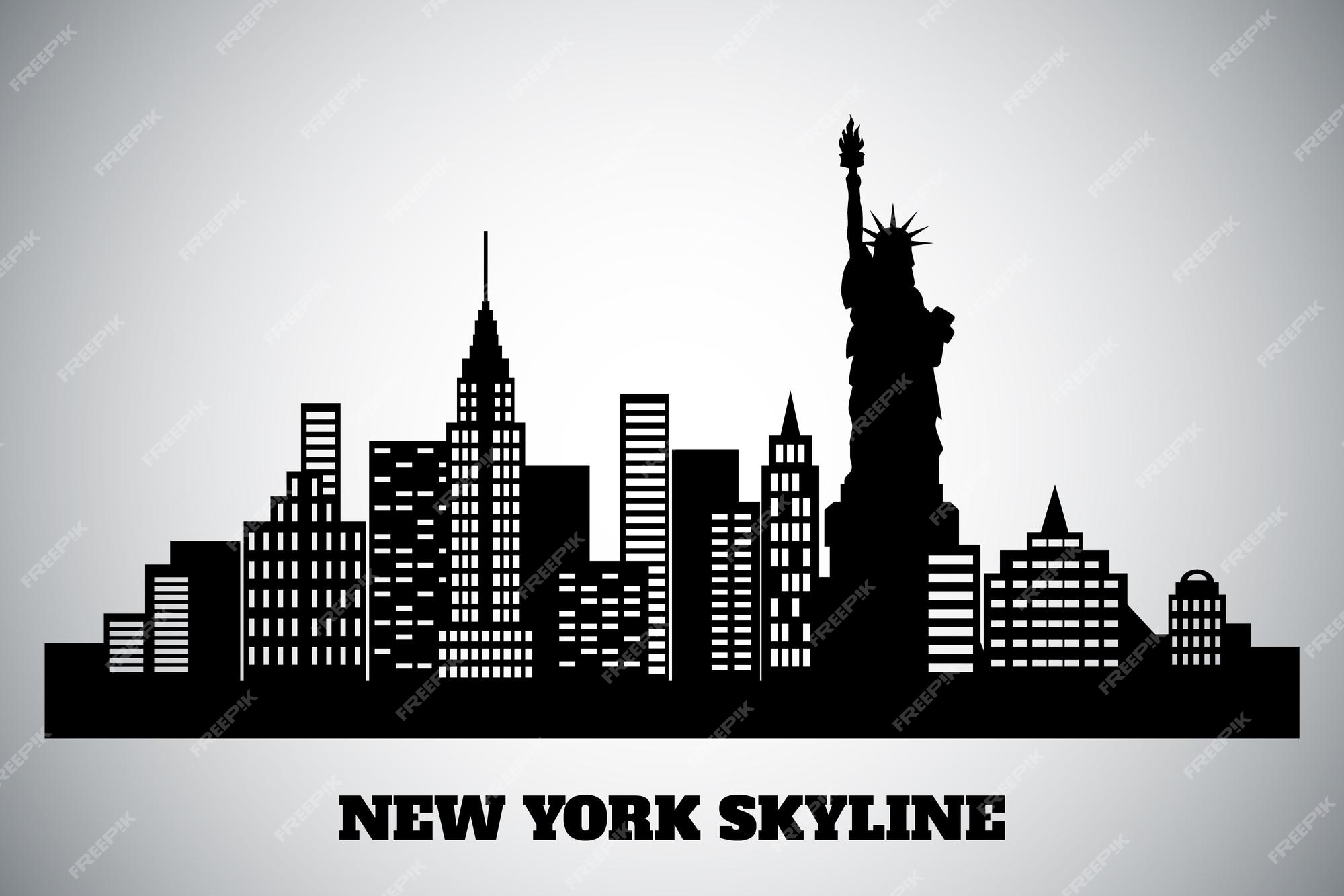 new york skyline black and white silhouette