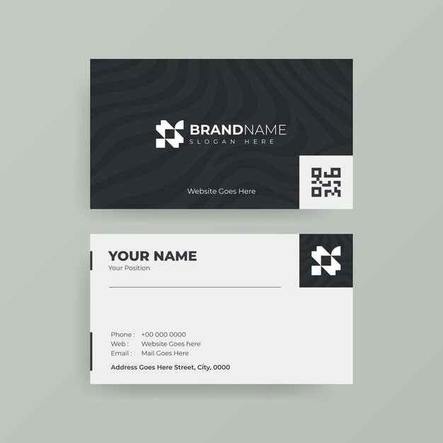 Blackwhite wavy Textured Pattern Luxury Classy Business Card Design