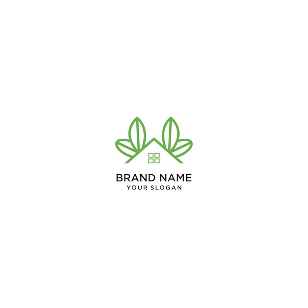 Blad huis logo pictogram ontwerp sjabloon vectorillustratie