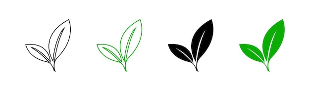 Blad ingesteld eco-pictogram in vlakke stijl Abstract sjabloon groen logo-element Eenvoudige vectorillustratie