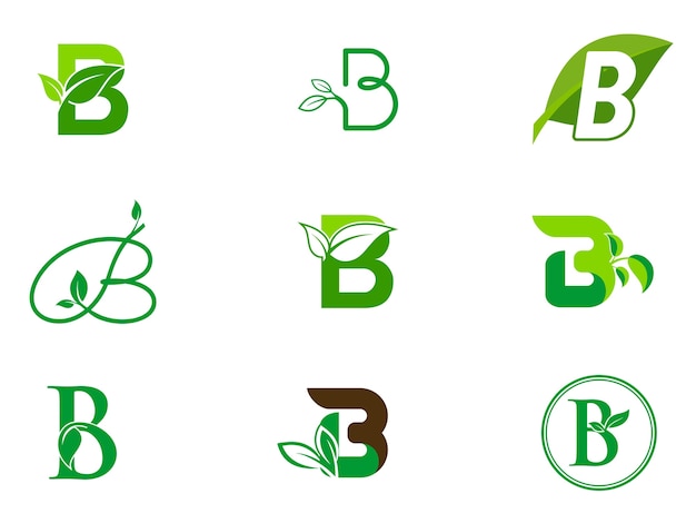 Blad initialen B-logo ingesteld