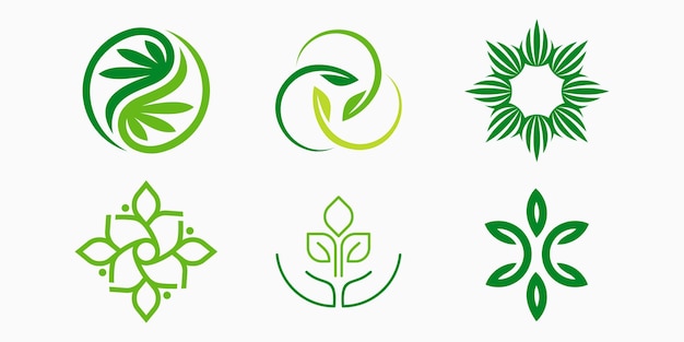 Blad logo pictogramserie. marihuana of cannabis vectorillustratie