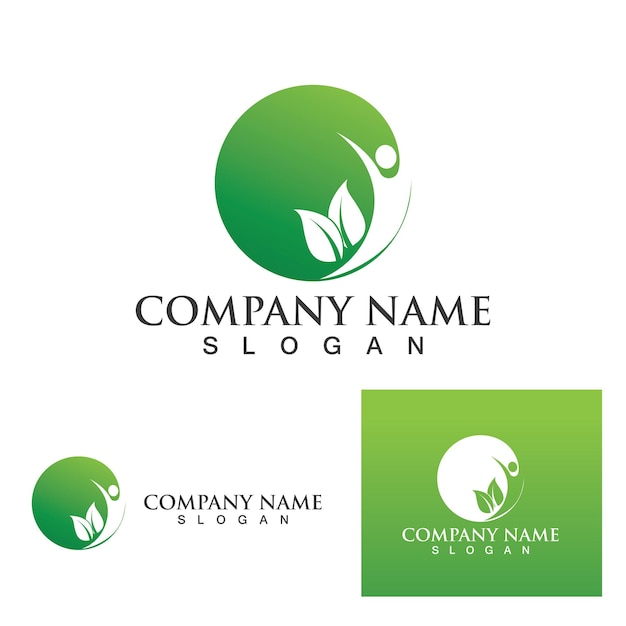 Blad mensen logo en symbool vector afbeelding