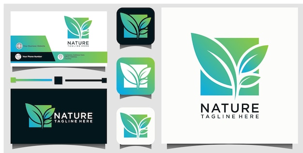 blad natuur groen logo ontwerpsjabloon