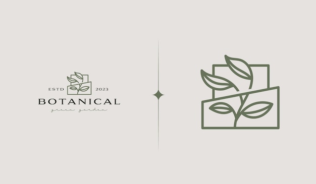 Blad Plant Bloem Monoline Logo Universeel creatief premium symbool Vector teken pictogram logo sjabloon Vector illustratie