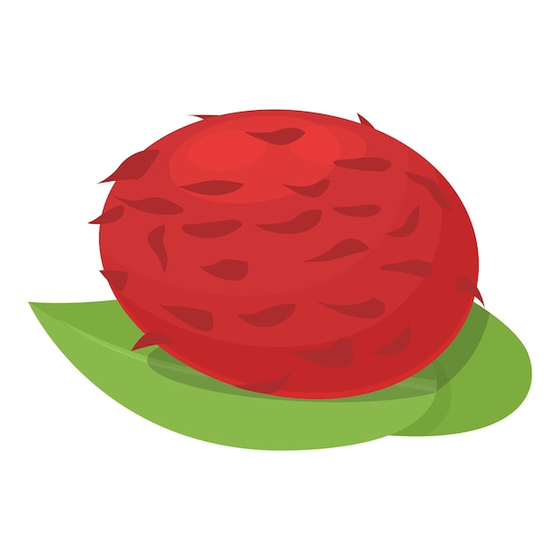 Blad ramboetan pictogram cartoon vector Tropisch fruit Verse ramboetan