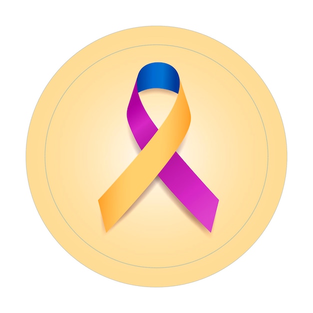 Vector bladder cancer awareness month concept banner with text and blue yellow and purple ribbon vector illustration xa