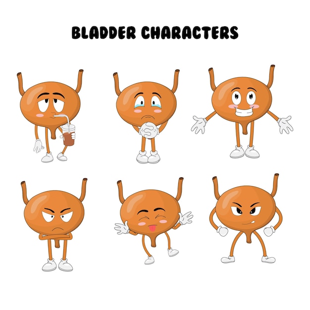 Vector bladder characters with varied expressions