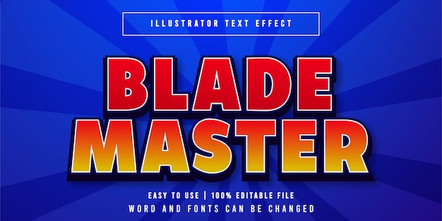 Vettore blade master, titolo del gioco modificabile effetto testo stile grafico