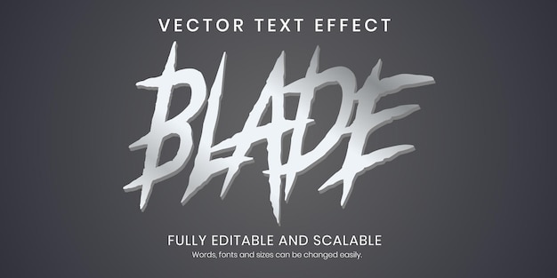 Blade Text effect editable silver color