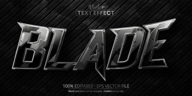 Blade text silver color editable text effect on dark lines textured background