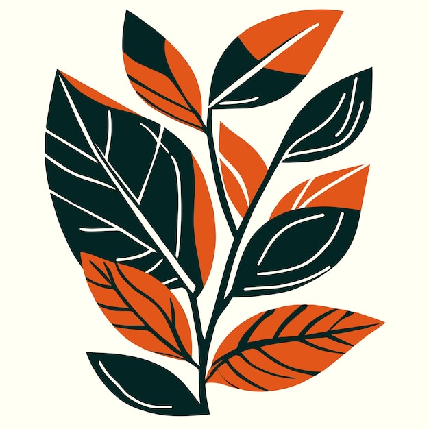 Vector bladeren blad gebladerte actueel plam hand getekend plat stijlvol cartoon sticker pictogram concept geïsoleerd