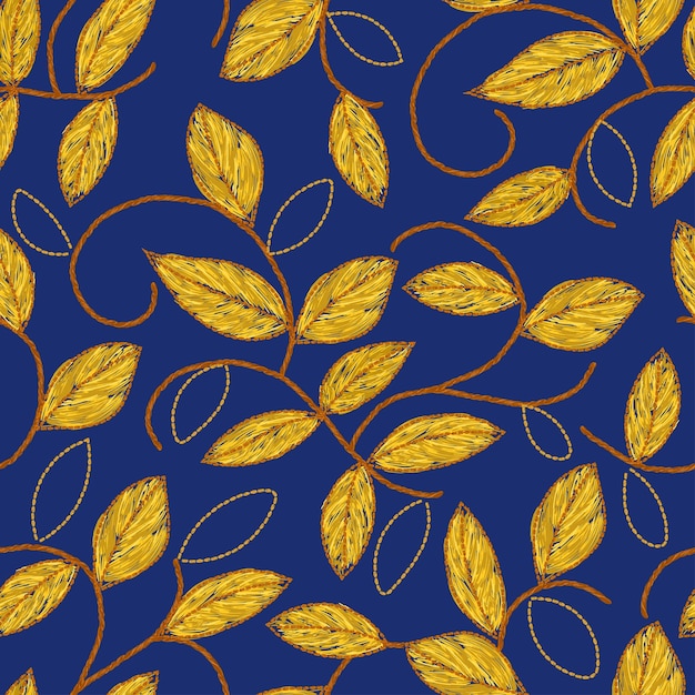 Bladeren borduurwerk kleur illustratie bloemen naadloos patroon