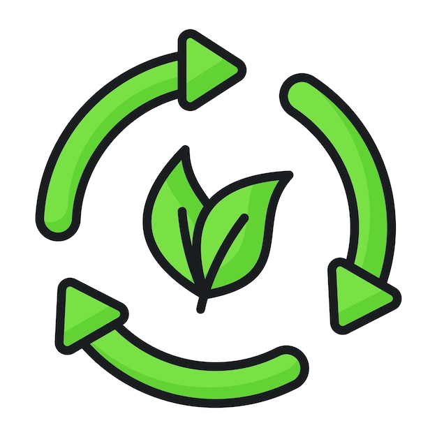Bladeren met recyclingpijlen met een concepticoon van eco-recycling, een gemakkelijk te gebruiken vector