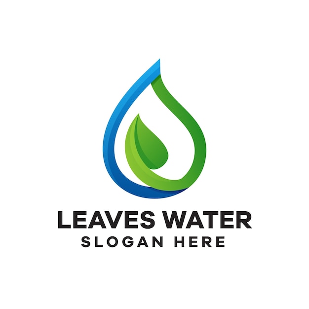 Bladeren Water Gradiënt Logo Ontwerp