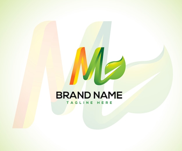 Bladlogo en beginletter m-logo concept