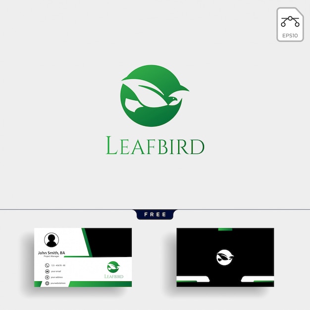 Bladvogel negatief logo sjabloon met visitekaartje