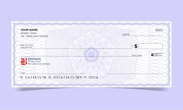 Blanco cheque bankcheque ontwerp elegant vector guilloche achtergrond voor gif-certificaat of bankbiljet