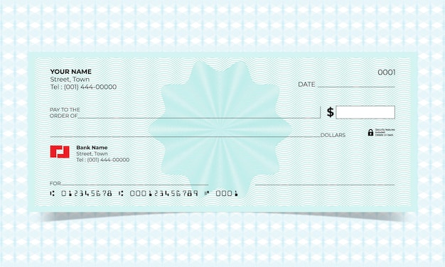 Vector blanco cheque bankcheque ontwerp vector formaat met een guilloche ontwerp