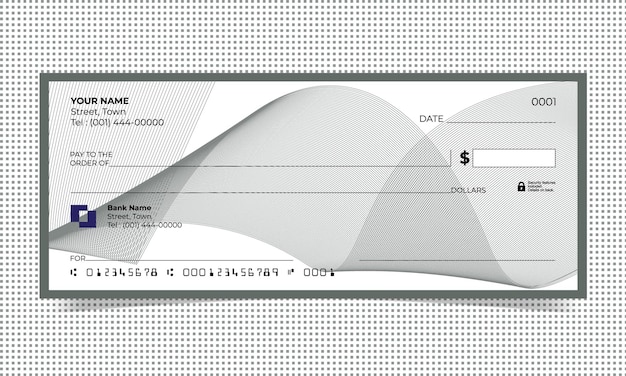 Vector blanco cheque, ontwerp van bankcheques, vectorformaat